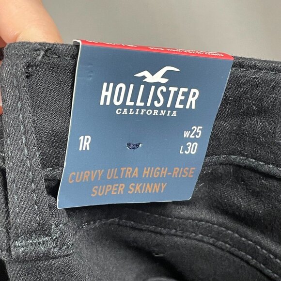 NEW Hollister Jeans Womens 25 black denim skinny distressed preppy casual - Picture 7 of 12